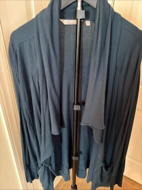 Athleta Navy Blue Draped Open-Front Cardigan